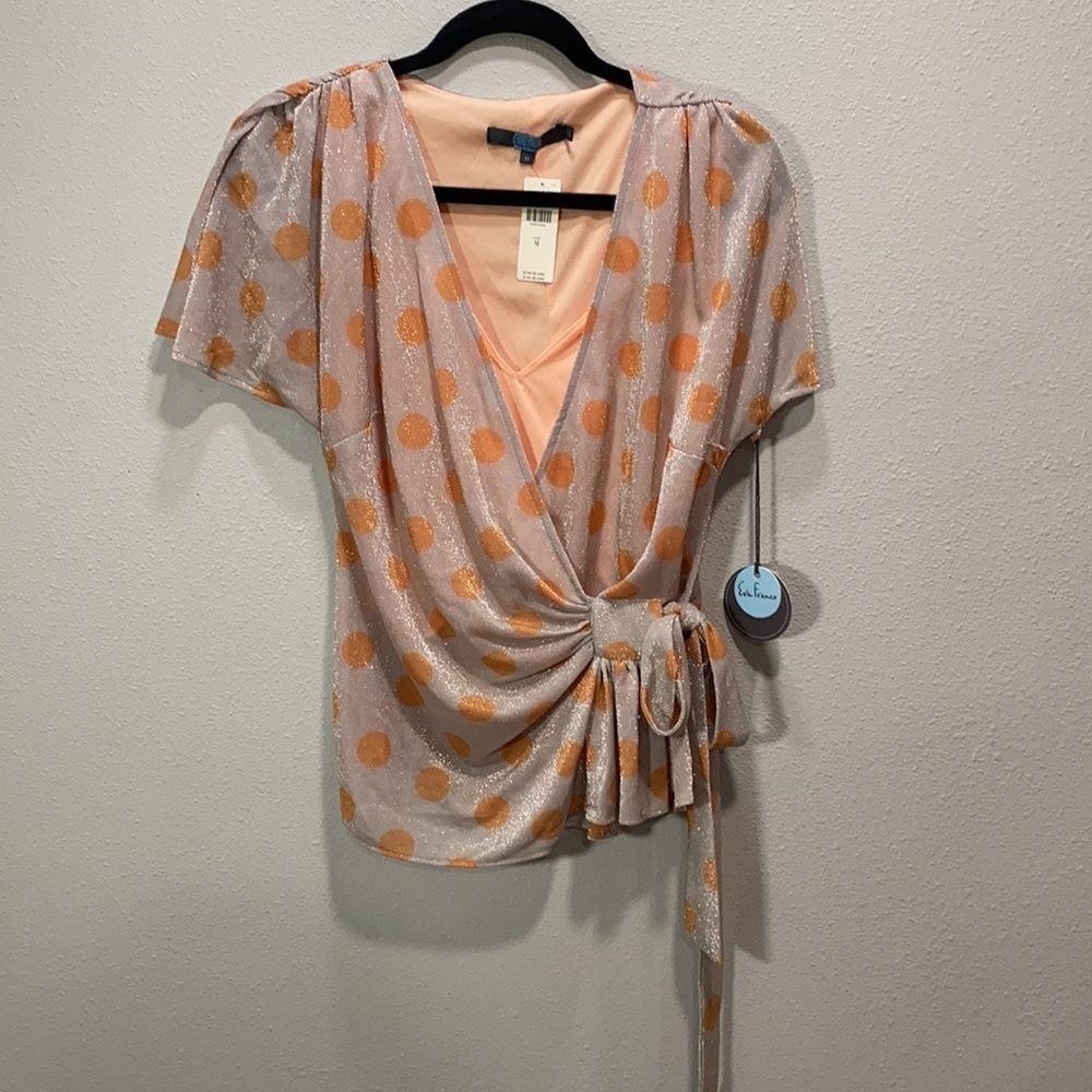 Eva Franco Anthropologie dot glittery top wrap‎